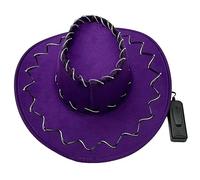 Songelt Cappello da cowboy lampeggiante a LED Western Cappello a cilindro JazzHat Copricapo Accessori da donna Puntelli Halloween Forniture per feste di partito LED Light Up Western