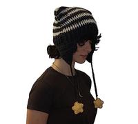 Songelt Cappello da festa a tema Y2K, passamontagna lavorato a maglia, addensare orecchie da diavolo, accessori per foto, uncinetto cappelli per donne