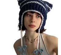 Songelt Cappello da festa a tema Y2K, passamontagna lavorato a maglia, addensare orecchie da diavolo, accessori per foto, uncinetto cappelli per donne