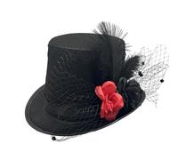Songelt Cappello da festa di Halloween per le donne Cosplay fiore a rete cappello alto moda mascherate costume puntelli festival puntelli elegante costume