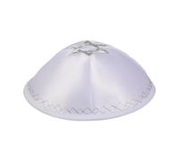 Songelt Cappello da preghiera ebraica con motivo ricamato, per occasioni formali e uso quotidiano, cappello rotondo Kippah per adulti e bambini in poliestere Yarmulke, Argento, Taglia unica