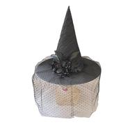 Songelt Cappello da strega con lacci Caratteristiche Cappello da mago a tesa oversize per giochi di ruolo Abiti da strega elegante per cosplay