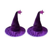 Songelt Cappello da strega piegato cappelli da mago per feste di Halloween con tessuto confortevole e filo flessibile per usura estesa 2 pezzi cappello da festa in oro