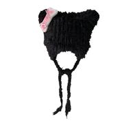 Songelt Cappello lavorato a maglia per ragazze, per foto pasquali, cappello con orecchie carine, costume Y2K fresco lavorato a maglia con orecchie pasquali decorazioni all'uncinetto cappelli per le