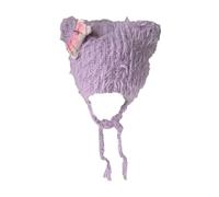 Songelt Cappello lavorato a maglia per ragazze, per foto pasquali, cappello con orecchie carine, costume Y2K fresco lavorato a maglia con orecchie pasquali decorazioni all'uncinetto cappelli per le