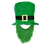 Songelt Cappello per festa di San Patrizio per riunioni di famiglia, festa di carnevale, festa di carnevale, cappello con barba, accessori per feste e copricapo con trifoglio, cowboy, San Patrizio