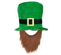 Songelt Cappello per festa di San Patrizio per riunioni di famiglia, festa di carnevale, festa di carnevale, cappello con barba, accessori per feste e copricapo con trifoglio, cowboy, San Patrizio