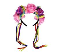 Songelt Cerchietti per capelli da sposa per Halloween, con nappe e fiori, accessorio per capelli per feste in costume, accessori per feste in costume, fasce per capelli per ragazze con arcobaleno