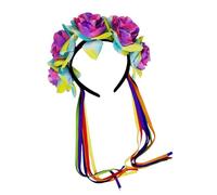 Songelt Cerchietti per capelli da sposa per Halloween, con nappe e fiori, accessorio per capelli per feste in costume, accessori per feste in costume, fasce per capelli per ragazze con arcobaleno
