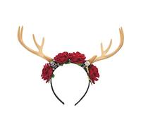 Songelt Cerchietto per capelli con corna di cervo per Halloween, fiore e teschio, accessorio gotico, per feste creative, feste in costume, cosplay, feste di Halloween