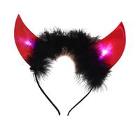 Songelt Cerchietto per capelli con corna rosse per Halloween, con design illuminato, corna di mucca, per travestimenti, eventi, Halloween, corno illuminato, fascia per capelli