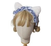 Songelt Cerchietto per capelli con fiocco per orecchie, orecchie da gattino, cerchietti per capelli con volant in pizzo anime, cosplay, accessorio di scena per gattino, cosplay, accessori per animali