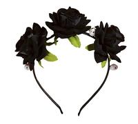 Songelt Cerchietto per capelli con fiore e teschio simulato per donne festa di Halloween cerchietto per capelli fascia per capelli donna per scattare foto accessori per capelli con fiori di Halloween
