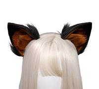 Songelt Cerchietto per capelli con orecchie realistiche in peluche peloso per cani, costume cosplay realistico con orecchie di peluche pelose