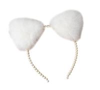 Songelt Cerchietto per capelli con perle, motivo animale, per orecchie, orecchie di gattino, fascia per capelli carino, accessorio per travestimenti, accessorio per foto, gattino, fascia per capelli