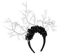 Songelt Cerchietto per capelli con ramo di rosa, costume cosplay delicato per lo styling dei capelli per spettacoli dal vivo fasce per capelli carnevali diademi scuri diadema nero della regina del