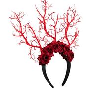 Songelt Cerchietto per capelli con ramo di rosa, costume cosplay delicato per lo styling dei capelli per spettacoli dal vivo fasce per capelli carnevali diademi scuri diadema nero della regina del