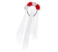 Songelt Cerchietto per capelli con teschio e fiore, per feste di Halloween, costume per feste a tema, fascia per adulti, accessori per feste