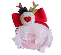 Songelt Cerchietto per capelli in corno di cervo con fiocco, corno di cervo cerbiatto, cerchietto per capelli con corna di cervo per Natale, feste in maschera, fascia con pompon e renna