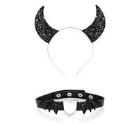Songelt Cool Girls Choker Collar Dark Black Roses Party Hair Hoop Gothic Cosplay Festa di Compleanno Puntelli Bat Wing Makeup Fascia