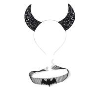 Songelt Cool Girls Choker Collar Dark Black Roses Party Hair Hoop Gothic Cosplay Festa di Compleanno Puntelli Bat Wing Makeup Fascia