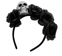 Songelt Copricapo leggero regolabile con teschio con fiore di simulazione copricapo per adulti bambini accessori di Halloween copricapo per feste di Halloween