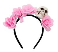 Songelt Copricapo leggero regolabile con teschio con fiore di simulazione copricapo per adulti bambini accessori di Halloween copricapo per feste di Halloween