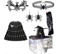 Songelt Costume da strega di Halloween, con cappello da strega, maschera, orecchini, per ragazze, cosplay, feste, carnevali