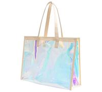 Songelt Delicata grande borsa da spiaggia arcobaleno trasparente borse a tracolla casual borsa da palestra per vestiti e accessori da viaggio a spalla, Albicocca, One Size
