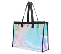 Songelt Delicata grande borsa da spiaggia arcobaleno trasparente borse a tracolla casual borsa da palestra per vestiti e accessori da viaggio a spalla, Nero , One Size