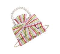 Songelt Elegante borsa a tracolla con perle artificiali accentate per viaggi primaverili pratica costruzione in paglia spaziosa borsa a tracolla elegante da donna, Colore, One Size