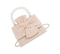 Songelt Elegante borsa a tracolla con perle artificiali accentate per viaggi primaverili pratica costruzione in paglia spaziosa borsa a tracolla elegante da donna, Beige, One Size