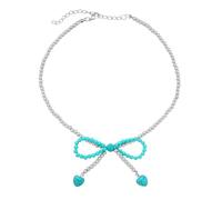 Songelt Elegante collana con ciondolo a forma di fiocco in pietra turchese con ciondolo a forma di cuore alla moda collana collana regalo gioielli in cristallo turchese naturale