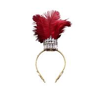 Songelt Elegante copricapo piumato strass corone Hairhoop per carnevale celebrazione e festa appassionati di costume coroncina moda copricapo