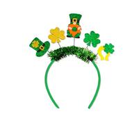Songelt Fascia irlandese Bowknot Shamrock Fascia Patricks Day Fascia Donna Paillettes di Natale per Festival Fotografia Fasce irlandesi per donne Fasce per capelli Ragazze Uomini