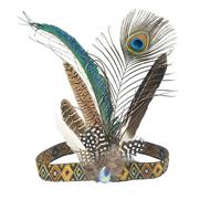 Songelt Fascia per capelli con piume etniche per feste di carnevale per donne eventi culturali e feste a tema FatTuesday, accessori per feste in costume, musica festival