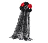 Songelt Fascia per capelli messicani con fiori, corone, veli, giorno dei morti, copricapo per Halloween con teschio di zucchero per feste e costumi per il giorno dei morti