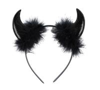 Songelt Fascia per capelli nera con diavolo, antiscivolo, grande, per bambini, cosplay, Halloween