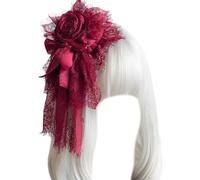 Songelt Fascinator Cappello Con Fiore Per Adulti Anime Pizzo Fiore Clip Di Capelli Cosplay Costume Cappello Festa di Halloween Decori Dei Capelli Fascinator Tornante