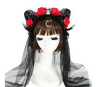 Songelt Fatti a mano Corno di Bue Copricapo Cranio Fiore Velo Fascia Per Halloween Festa di Natale Per Creativo Carnevale Accessori Per Capelli Fatti a