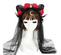 Songelt Fatti a mano Corno di Bue Copricapo Cranio Fiore Velo Fascia Per Halloween Festa di Natale Per Creativo Carnevale Accessori Per Capelli Fatti a