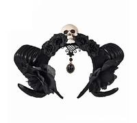 Songelt Fiore Teschio Fascia Cosplay Copricapo Per Halloween Partito Indossare Corno di Pecora Fascia Per Capelli Gotico Copricapo Forniture Del Partito Fiore Teschio