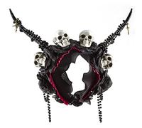 Songelt Halloween Tiaras Corone Halloween Corno Antilope Fascia Cranio Copricapo Retro Nero Fiore Fascia per Capelli Corona Gotica Cranio Copricapo