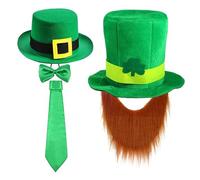 Songelt Homburg Cappello da festa Leprechaun Verde Cravatta Papillon Cappello a cilindro Porkpie Verde Per Ragazzo Uomini Club Irlandese Accessori per Feste Accessori per Feste