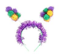 Songelt MardiGras - Fascia per capelli con pompon per festival, carnevale, feste, per vari outfit e occastion