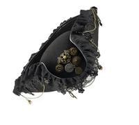 Songelt Metal Gear, cappello da pirata con dettagli in pizzo, unisex, per adulti, cappello tricorno per costume coloniale e spettacoli teatrali Steampunk pizzo pipistrello pirata