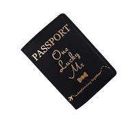 Songelt Passaporto in pelle per sposo sposo matrimonio luna di miele per custodia da viaggio protezione per carte di credito per donne ragazze passaporto uomo, Nero , Bellezza di massa