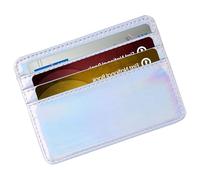 Songelt Porta carte d'identità in pelle PU Banche Scatola per carte di credito Multi Slot Custodie sottili Portafoglio Donne Uomini Copertura di Affari Portafogli Tasca Frontale, Argento, Bellezza di