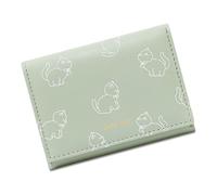 Songelt Portafoglio compatto da donna in pelle PU con porta carte di credito portamonete con motivo gatti dei cartoni animati e finestra trasparente per le donne elegante portafoglio da donna, Verde