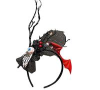Songelt Punk Branch - Fascia per capelli per Halloween, giorno della morte, per adulti e bambini, per feste a tema, in tulle, con teschio, fiore, accessorio per feste